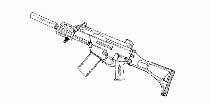G36 machine gun in small scale on white background