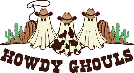 Spooky Western Halloween Sublimation Illustration