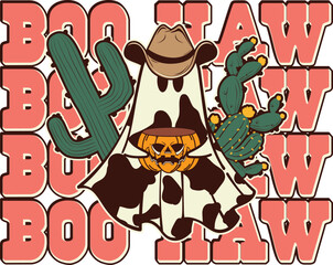 Spooky Western Halloween Sublimation Illustration