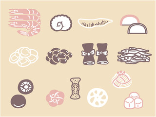 おせちのイラストセット（カラー）