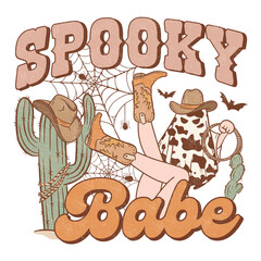Spooky Western Halloween Sublimation Illustration