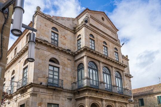 View of the Liceo Casino in the city of Pontevedra, in Galicia, Spain.