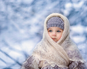 portrait of a girl in a winter clothing 