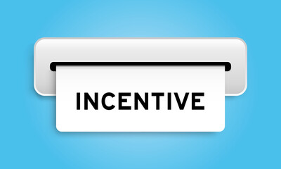 White coupon banner with word incentive from machine on blue color background