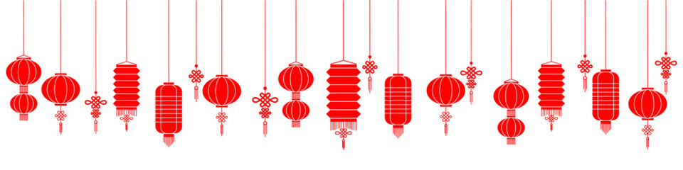 chinese new year. Chinese lanterns vector with transparent background eps 10 - obrazy, fototapety, plakaty