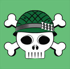 Soldier skull without jaw with crossbones suitable for sticker, mug, t-shirt. etc. Eps 10