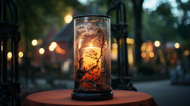 Znicze na grobie. Wszystkich Świętych. Mogiły na cmentarzu.