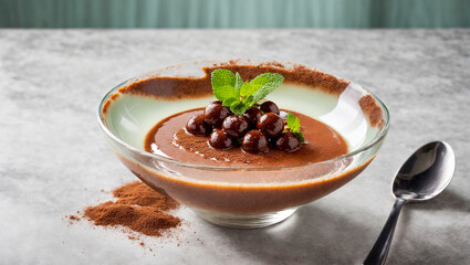 Panna cotta dessert with chocolate
