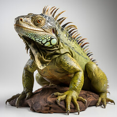 green iguana on a branch