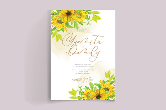 watercolor sunflower greeting design card