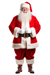 Portrait of a cheerful Santa Claus isolated on transparent white background