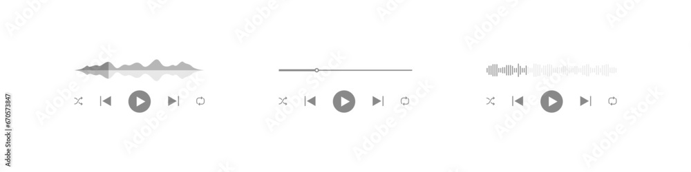 Wall mural media player vector interface set. video and music streaming service buttons design element.