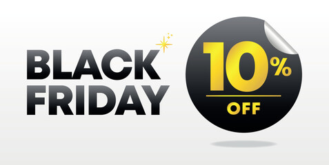 10% off. Black Friday advertising, shopping event, sales, commercial, e-commerce. Promotion, offers. Coupon, tag, ad. Price discount. Celebration, holiday. web banner