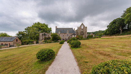 Fototapeta na wymiar Ruins of a medieval abbey in Brittany, France