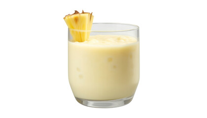 glass of milk and pineapple isolated on transparent background cutout