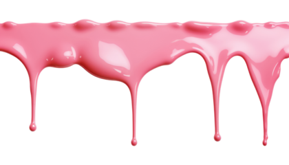 pink paint dripping isolated on transparent background cutout