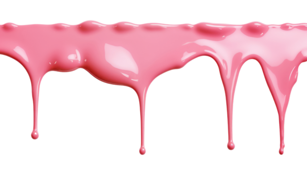 pink paint dripping isolated on transparent background cutout