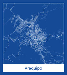 Arequipa Peru South America City map blue print vector illustration