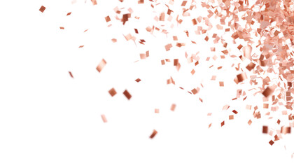 pink gold confetti isolated on transparent background cutout