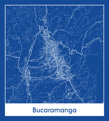 Bucaramanga Colombia South America City map blue print vector illustration