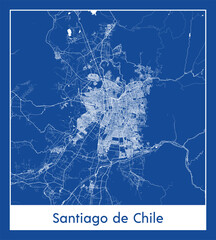 Santiago de Chile Chile South America City map blue print vector illustration