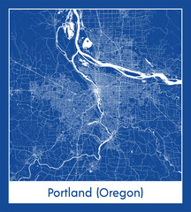 Portland Oregon United States North America City map blue print vector illustration