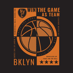 Vector illustration of basketball and typography . t shirt graphic . print