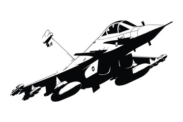Fototapeta na wymiar Military jet fighter, jet fighter, military jet isolated on white, aircraft silhouette