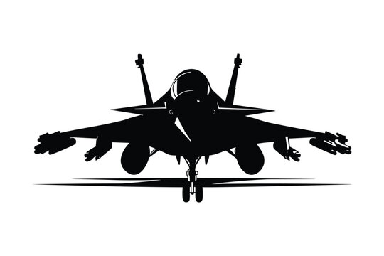 Military jet fighter, jet fighter, military jet isolated on white, aircraft silhouette