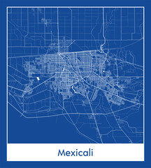Mexicali Mexico North America City map blue print vector illustration