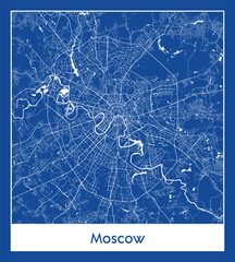 Moscow Russia Europe City map blue print vector illustration