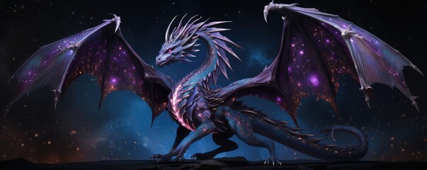 Beautiful cute magic dragon with big kind eyes. A wonderful and sweet character. © Boomanoid
