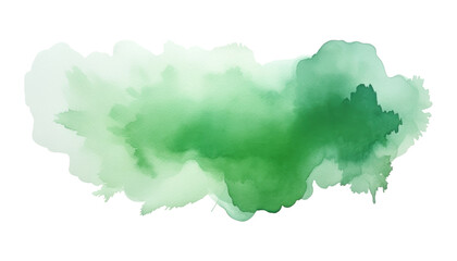 green watercolor stain isolated on transparent background cutout