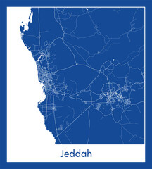 Jeddah Saudi Arabia Asia City map blue print vector illustration