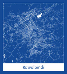 Rawalpindi Pakistan Asia City map blue print vector illustration