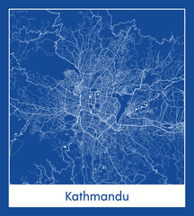 Kathmandu Nepal Asia City map blue print vector illustration