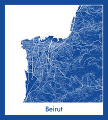 Naklejka premium Beirut Lebanon Asia City map blue print vector illustration