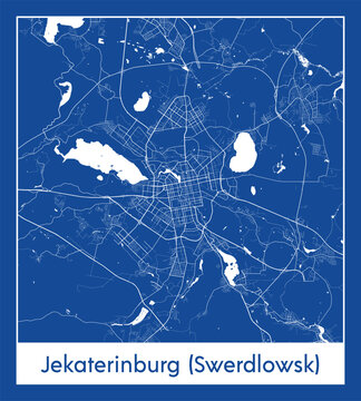 Jekaterinburg Swerdlowsk Russia Asia City map blue print vector illustration