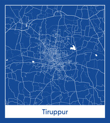 Tiruppur India Asia City map blue print vector illustration