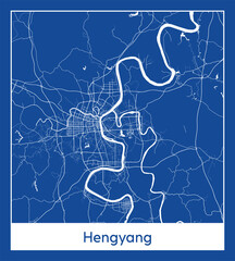 Hengyang China Asia City map blue print vector illustration