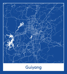 Guiyang China Asia City map blue print vector illustration