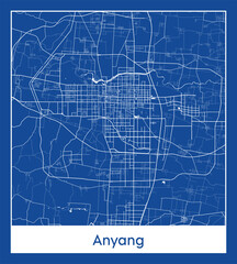Anyang China Asia City map blue print vector illustration