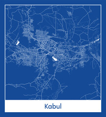 Kabul Afghanistan Asia City map blue print vector illustration