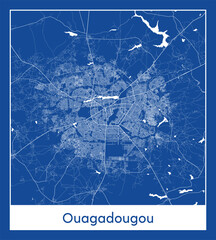 Ouagadougou Burkina Faso Africa City map blue print vector illustration