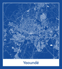 Yaounde Cameroon Africa City map blue print vector illustration
