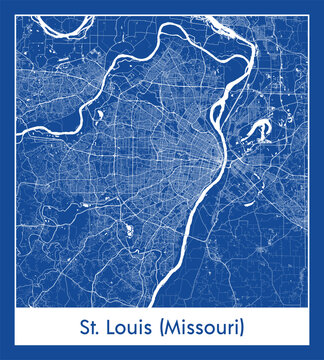 St. Louis Missouri United States North America City map blue print vector illustration