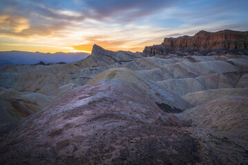 sunset at zabriskie point in death valley national park, california, usa