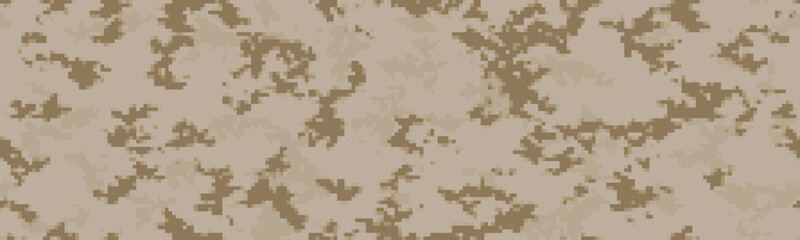 Desert pixel camo seamless pattern. Digital mosaic camouflage with squares texture. Vector digcam background © Kusandra