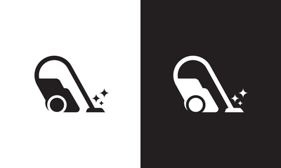 Vacuum cleaner logo vector, Black and white simple