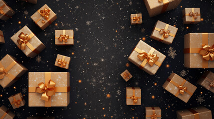 Mikołajki - prezenty pod choinkę na gwiazdkę - święta Bożego Narodzenia. Xmas. Wesołych Świąt - tło - obrazy, fototapety, plakaty